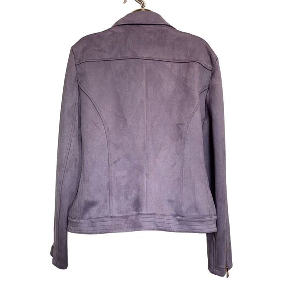 Marc New York Faux Suede Moto Jacket Ash Purple Andrew Marc Sz L - Picture 2 of 16